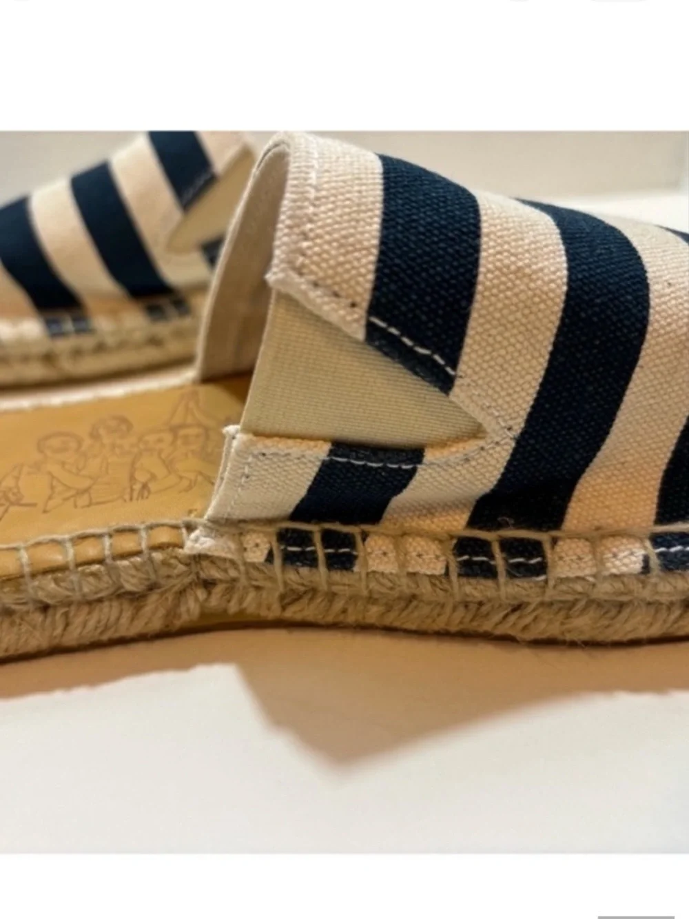 Ubuntu Life Canvas Jute Espadrille Flat Slip On Striped Blue White Womens 9.5